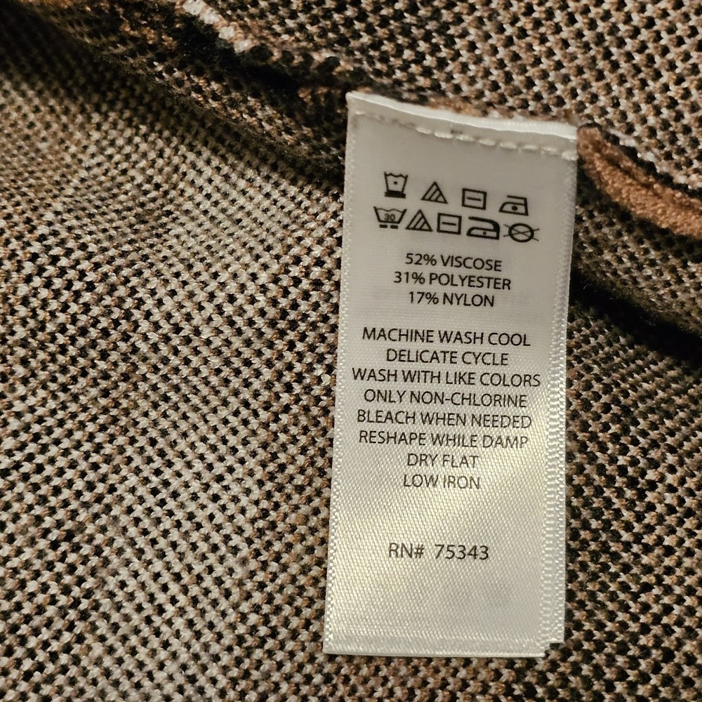 Christian Siriano Hooded Brown Plaid Cardigan Sweater Women's Size Medium - Picture 8 of 9